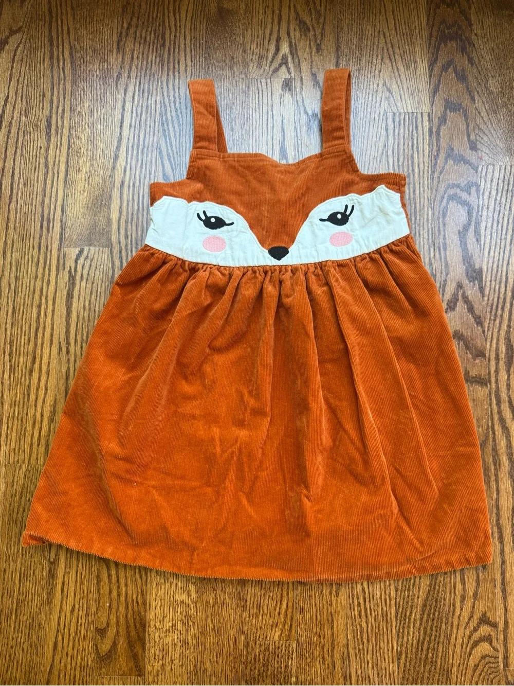 Gymboree Rust Orange Fox Applique Corduroy Dress Sz 6